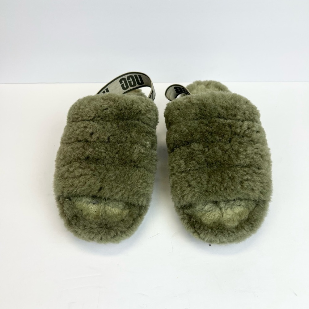 Women's Shoes UGG FLUFF YEAH SLIDE Sheepskin Slipper Sandals 1095119 BURNT OLIVE - Picture 5 of 9